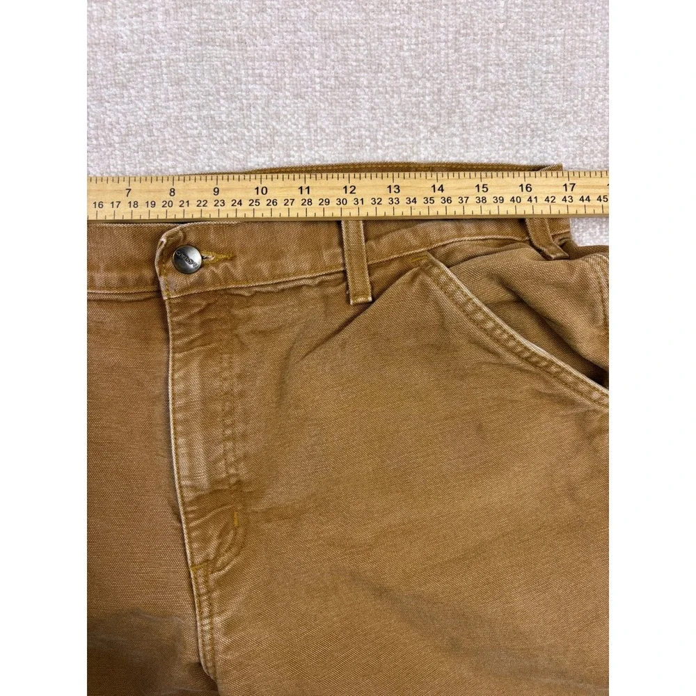 Carhartt B111 BRN Mens 36x30 Flannel Lined Duck Canvas Work Pants Brown Plaid
